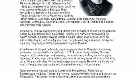 Talambuhay Ni Jose Rizal Ang Pambansang Bayani Ng Pilipinas Sahida | My