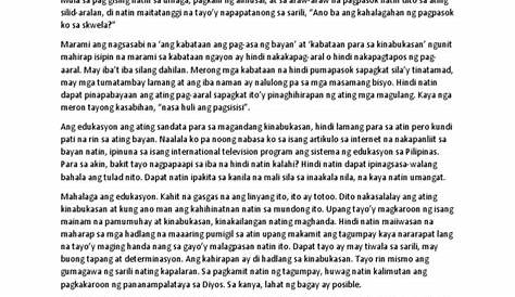 Halimbawa Ng Maikling Talumpati - Reynaldo Rey