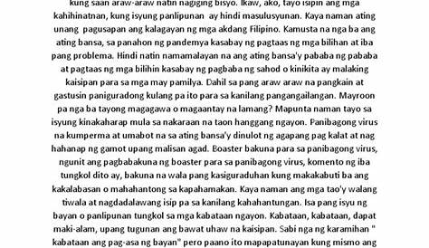 Talumpati Patungkol Sa Mga Napapanahong Isyu Sa Ating Bayan | PDF