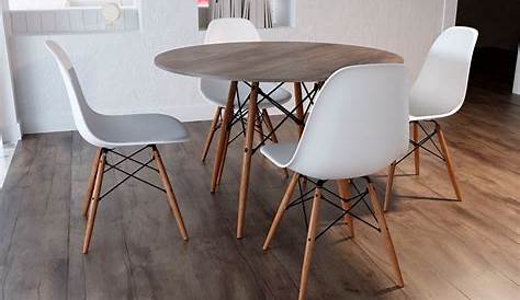 Mesa Eames Eiffel Redondo Tampo De Madeira 110cm Branco | MadeiraMadeira