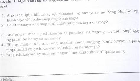 Filipino 6 Modyul 1: Pagsagot sa mga Tanong Tungkol sa Napakinggan