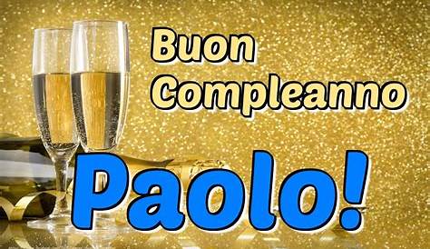 Buon compleanno Paolo | Cartolina con regali e palloncini su sfondo blu