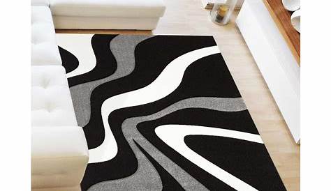 Tapis Noir Design De Luxe Fantaisie Pebbles Rectangulaire