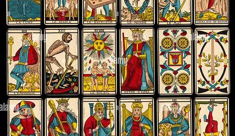 Authentique tarot de Marseille - Jeu divinatoire de 78 cartes sous fond