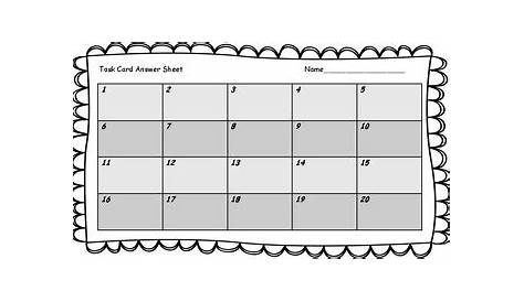 Task Card Answer Sheet