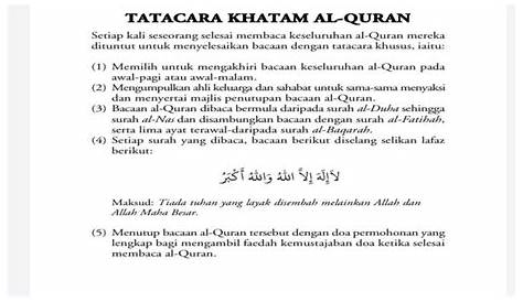 Tata Cara Khatam Al Quran Beserta Doanya
