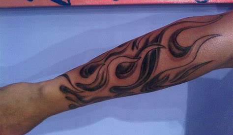 Black and grey flame half-sleeve tattoo by Steve Anderson | Yelp