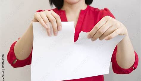Woman Tearing A Piece Of Paper Stock Illustration - Download Image Now