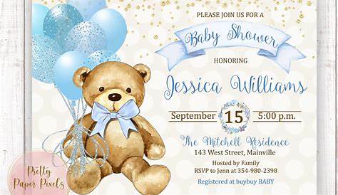 Teddy bear Baby Shower Invitation for a boy | Zazzle.com | Teddy bear