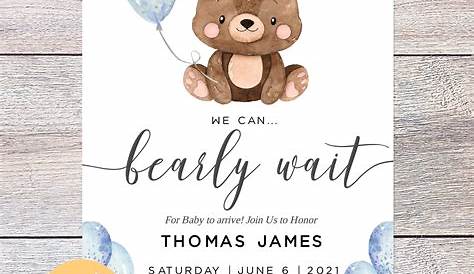Teddy Bear Baby Shower Invitation Bearly Wait Invites Bear | Etsy