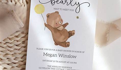 Boy Teddy Bear Baby Shower Invitation card, bee and bear, soft bear