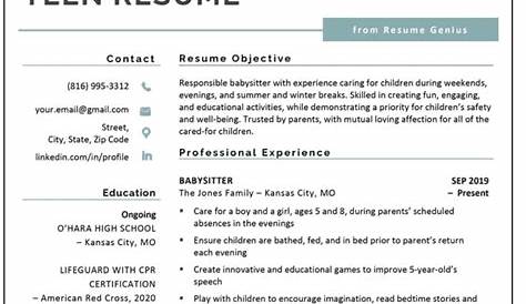 Teen Personal Resume Template Ager Examples And Writing Tips