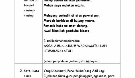 Contoh Teks Ucapan Pengacara Majlis Teks Ucapan Pengerusi Majlis