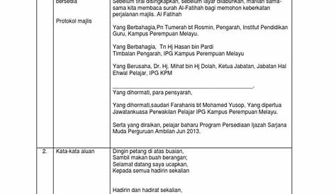 Contoh Teks Ucapan Pengacara Majlis Perhimpunan Bulanan