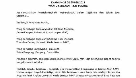 Teks Ucapan Majlis Penutup Program Ihya Ramadhan - Contoh Via
