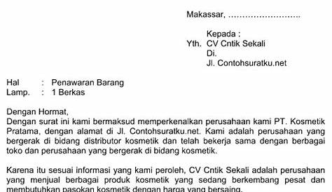 Contoh Surat Penawaran Produk Oli - Download Contoh Lengkap Gratis ️