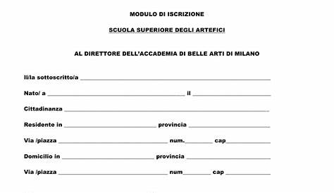 Modulo d'iscrizione