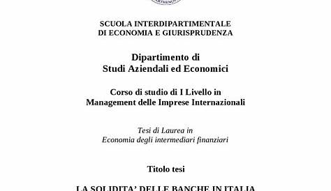 Tesi di Laurea in Economia degli intermediari finanziari - Docsity