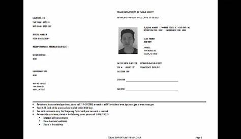 Texas Temporary Id Template Download Free