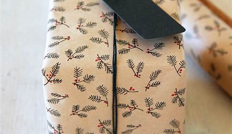 Brown Wrapping Paper | Rustic Fir & Berry Print | Paper Tree