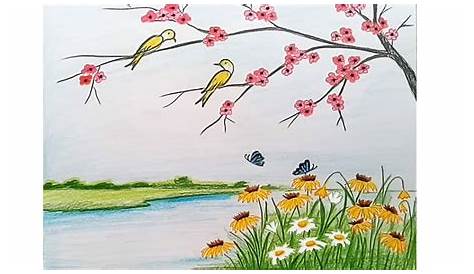 Things To Draw For Spring Dessin De Fleurs De Printemps Et Papillon Clip Art Libres De Droits