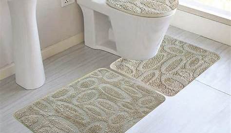 3 Piece Pure gold Soft Bathroom Bath Mat Set Extra Absorbent Solid Bath
