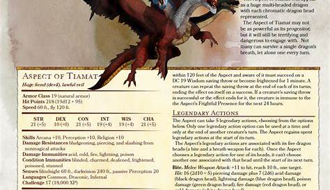 d&d 5e tiamat stats - Google Search | Monster stats, ideas and thoughts