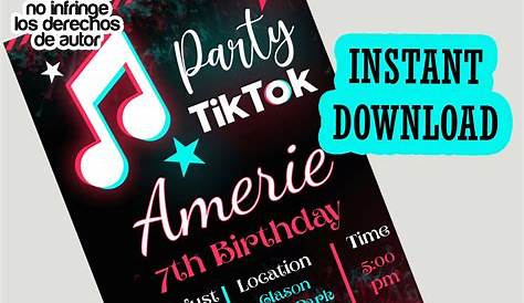 Editable Tik Tok Girls Birthday Party Invitation - PARTYLOVIN | Girl
