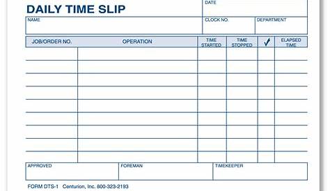 Daily Time Slip Form – Centurion Store Supplies