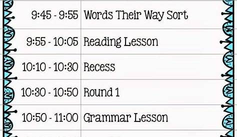 Sample timetable for 2nd class by Creative Classroom | TPT