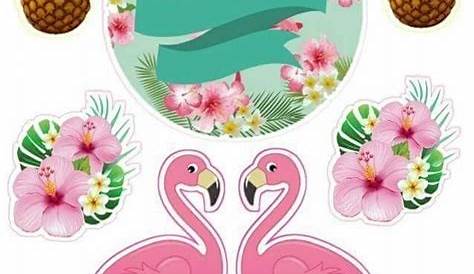 Topo de Bolo de Papel dos Flamingos para imprimir - Mimo Kids | Festa