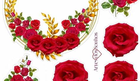 Topo de bolo rosas vermelhas | Flower cake toppers, Floral cake topper