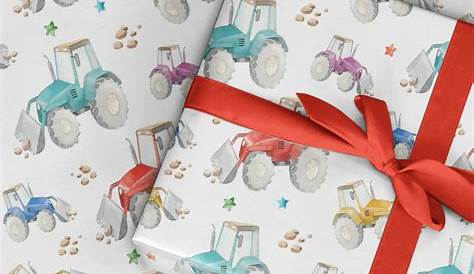 Tractor And Digger Gift Wrapping Paper Roll Or Folded By The Wrapping