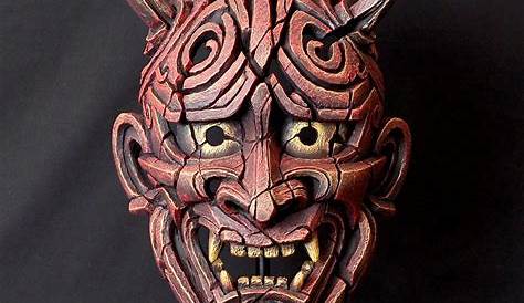 Crimson Guardian Oni Mask - Japanese Demon Facemask - Guardians Vault