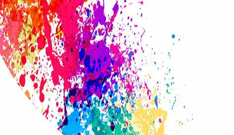 A colorful paint splatter with a splash of paint on a transparent