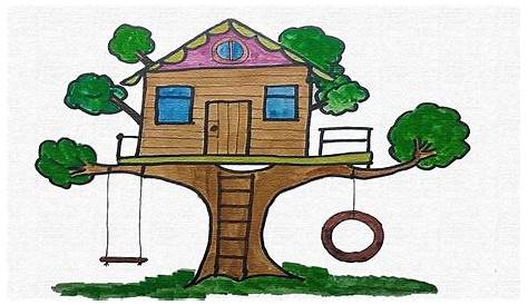 Tree House Drawing Images Cottage house In 2020 , Cartoon