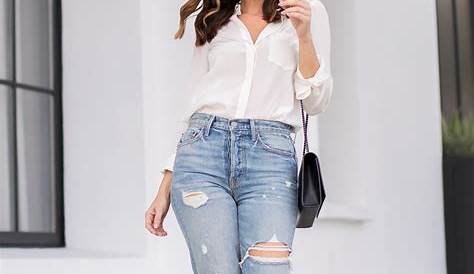 Sydne Style shows classic casual outfit ideas in ripped jeans Sydne Style