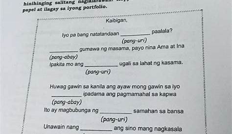 Quarter 3 Filipino 5 Paggamit Ng Pang Abay Sa Paglalarawan Ng Kilos