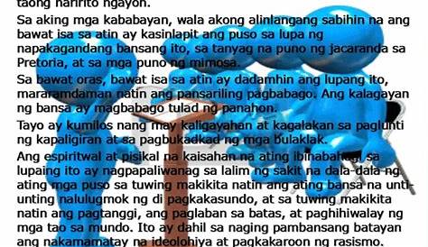 Gawain 2 (Gramatika) Panuto: Balikan muli ang talumpati ni Nelson