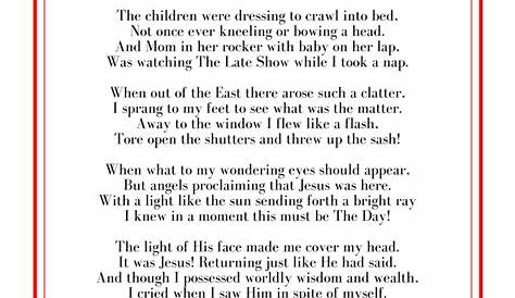 Printable Christmas Story Poem Twas the Night of Jesus’ Birth