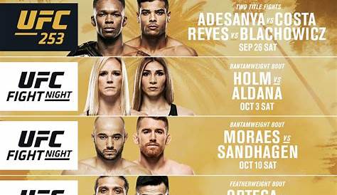 UFC Schedule 2024, List of Upcoming UFC PPVs & Events