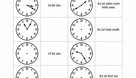 Uhrzeiten (Klasse 3) - kostenloses Arbeitsblatt mit Lösungen als PDF