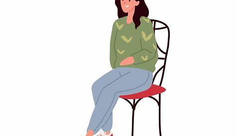 Cartoon chica sentada en una silla con mesa de oficina Imagen Vector de