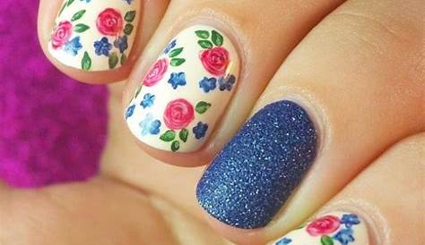 Gelish en azul, brillos azules y rosa Cute Gel Nails, Fancy Nails, Glam