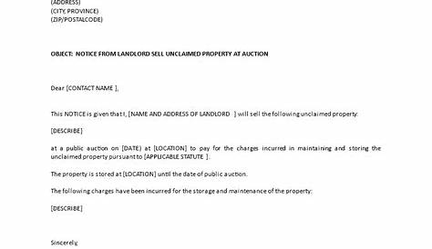 Unclaimed Property Letter Sample