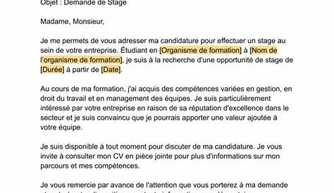 Lettre de Demande de Stage