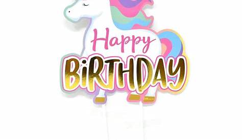 Rainbow Unicorn "Happy Birthday" Cake Topper, 11-1/2-Inch - Walmart.com