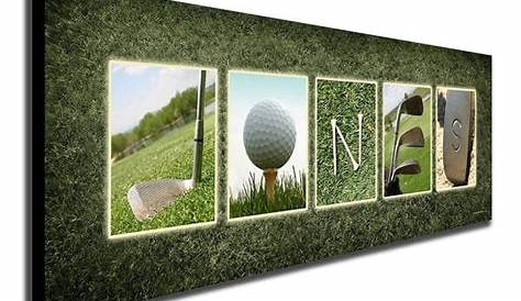 Golf equipment contemporary wall decor, golf art prints on canvas