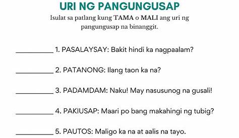 Mga Uri Ng Pangungusap Worksheet For Grade 2 Favorite Worksheet Images