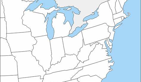 East coast of the United States free map, free blank map, free outline